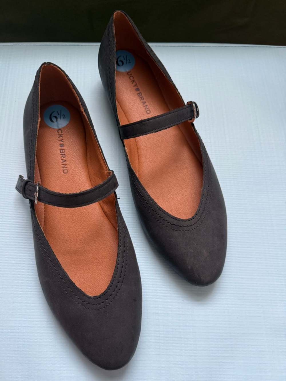 Lucky Brand Black Mary Jane Flats with Strap 6.5